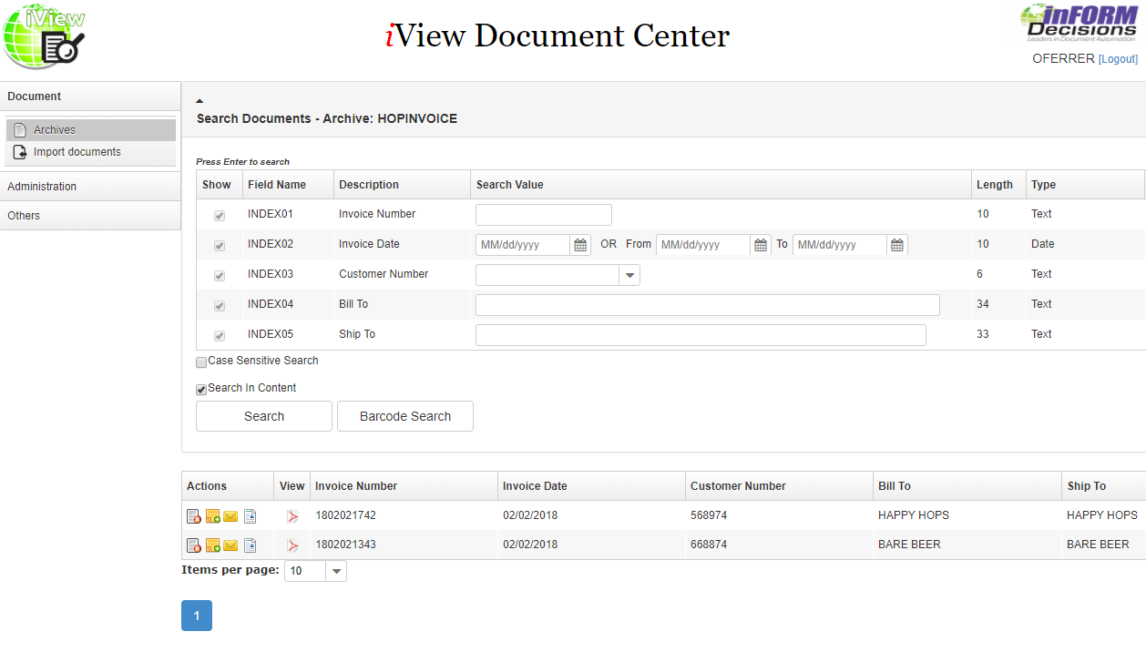 iView Archive Selection